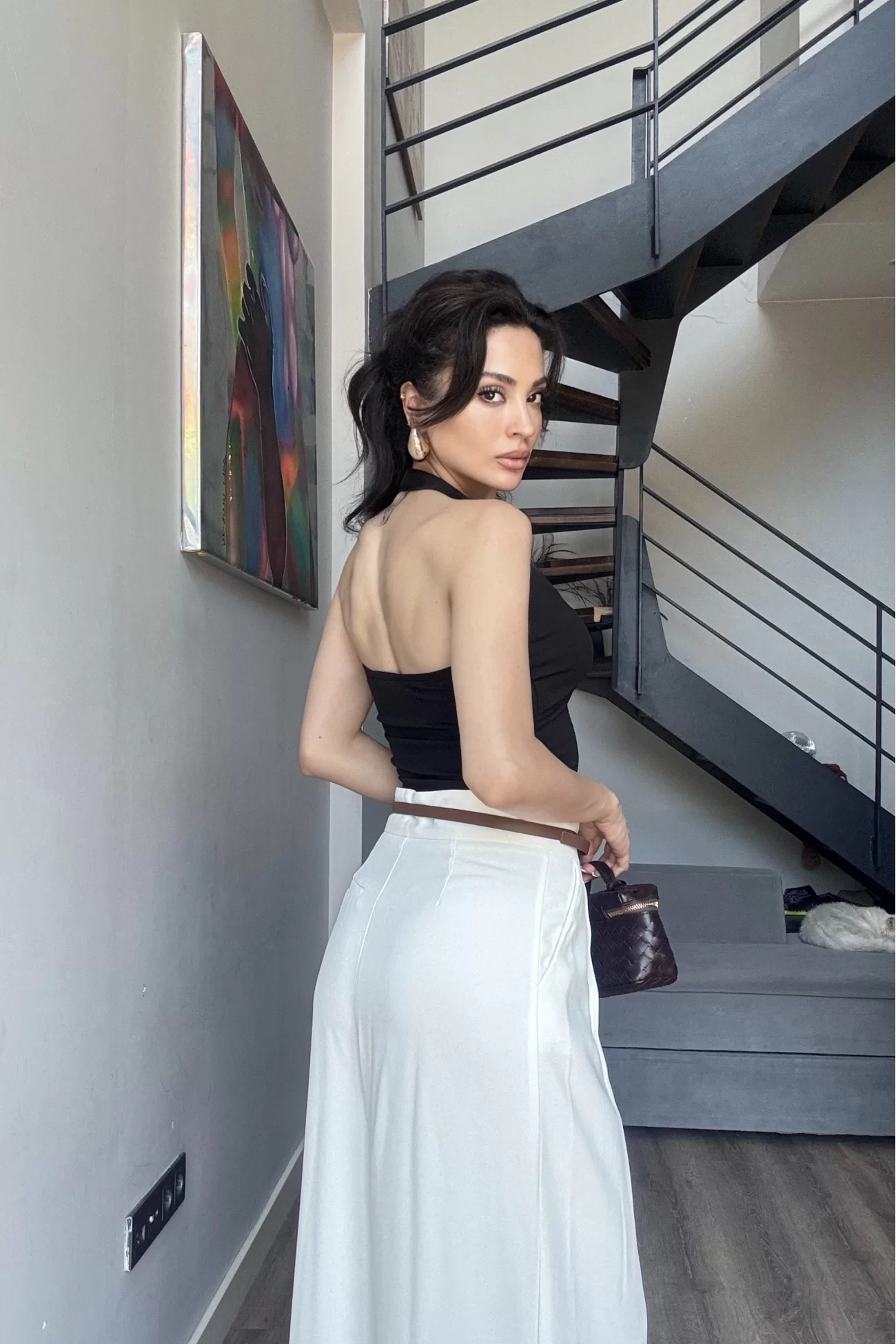 Kadın Siyah Halter Yaka Crop 0171