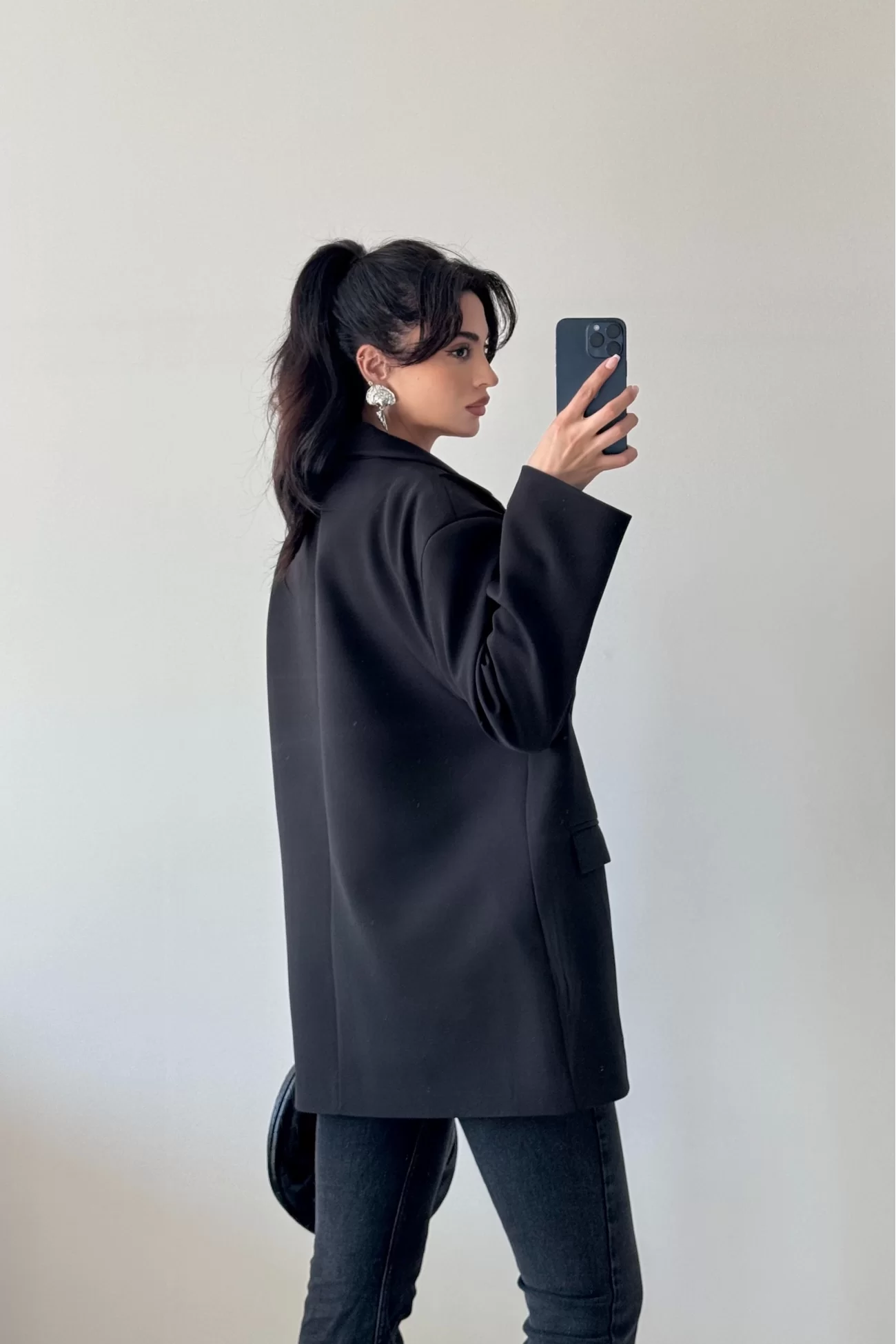 Kadın Siyah Çift Yaka Blazzer Ceket 0999-25088