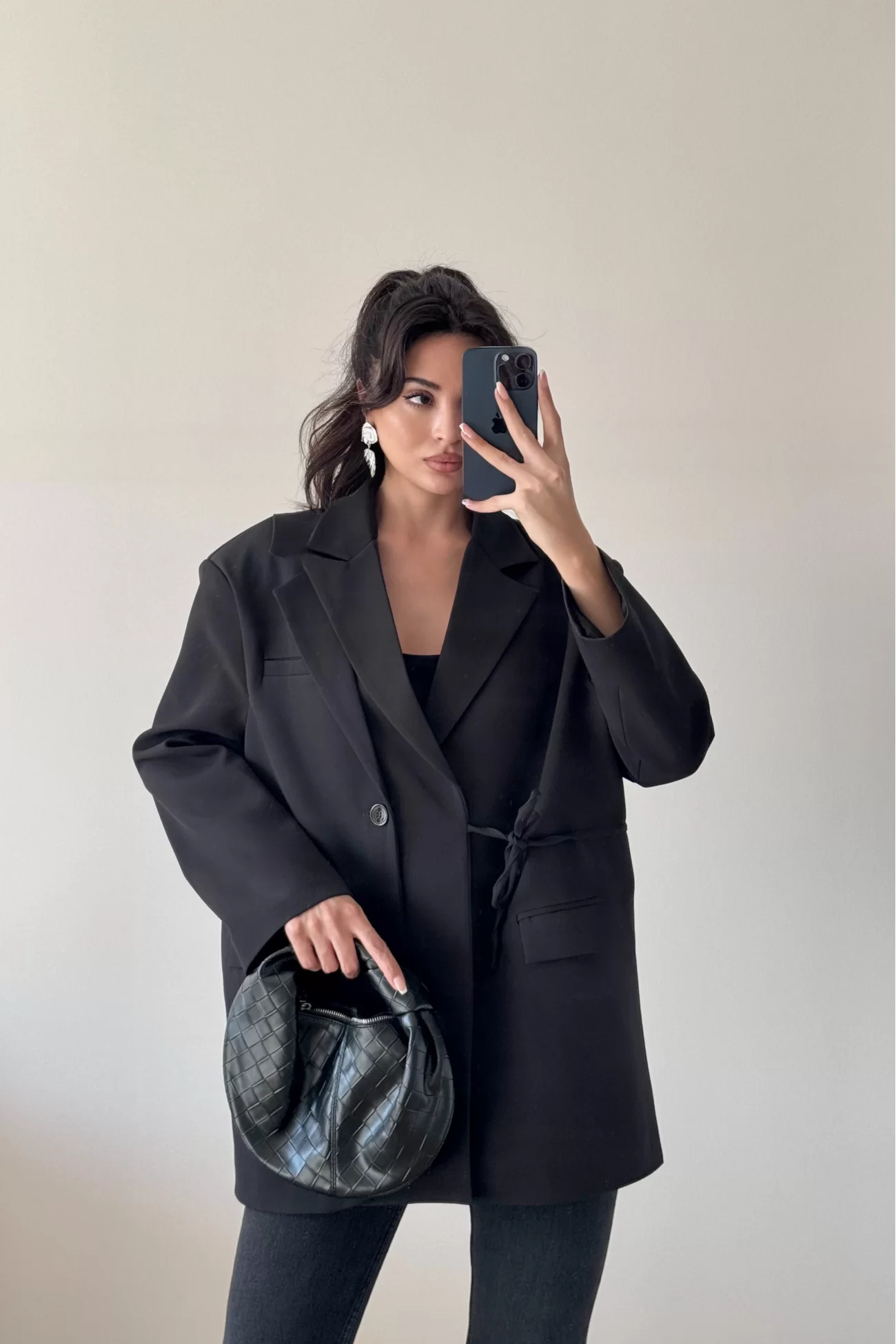 Kadın Siyah Çift Yaka Blazzer Ceket 0999-25088