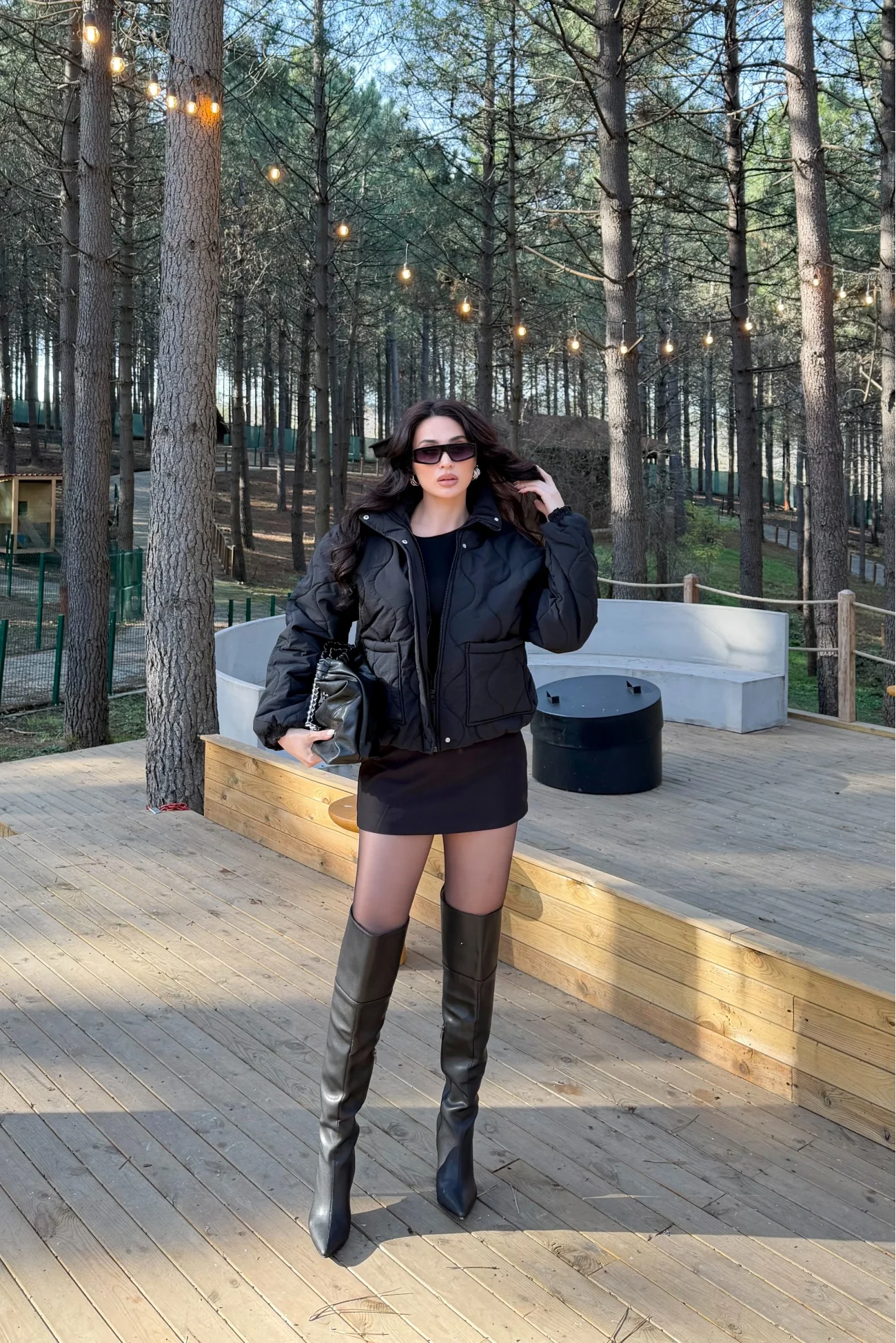 Kadın Siyah Fermuarlı Cepli Mont 0445-26009