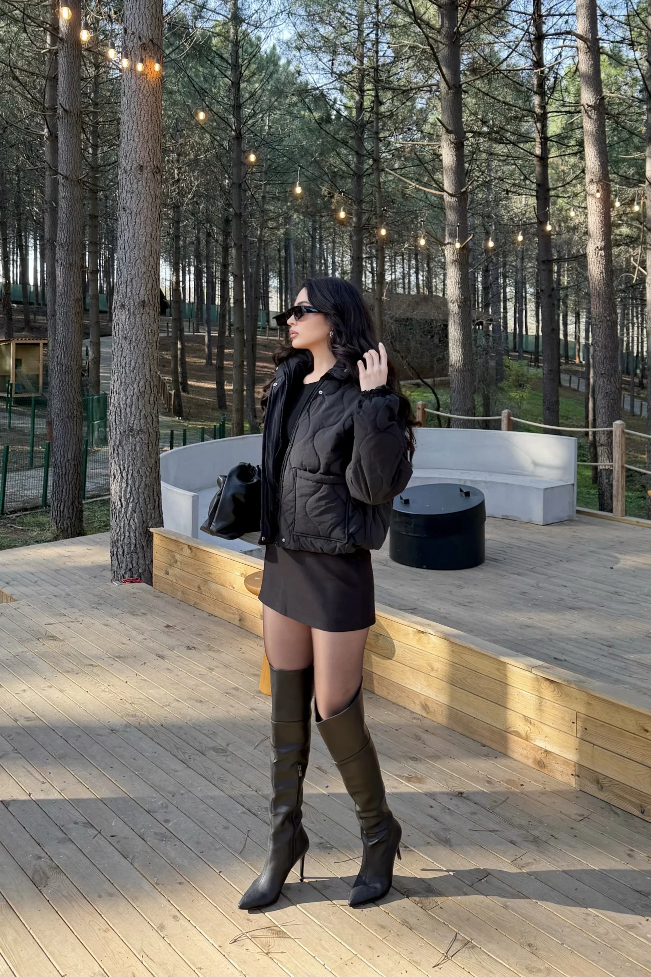 Kadın Siyah Fermuarlı Cepli Mont 0445-26009