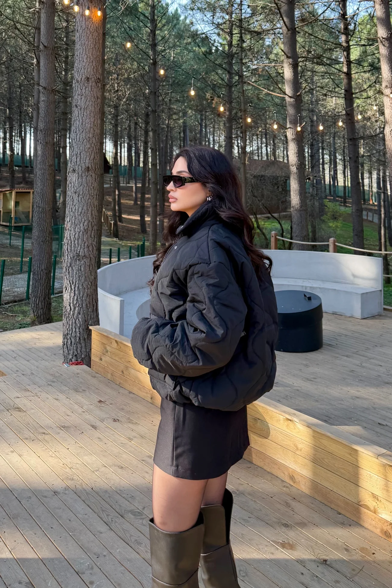 Kadın Siyah Fermuarlı Cepli Mont 0445-26009