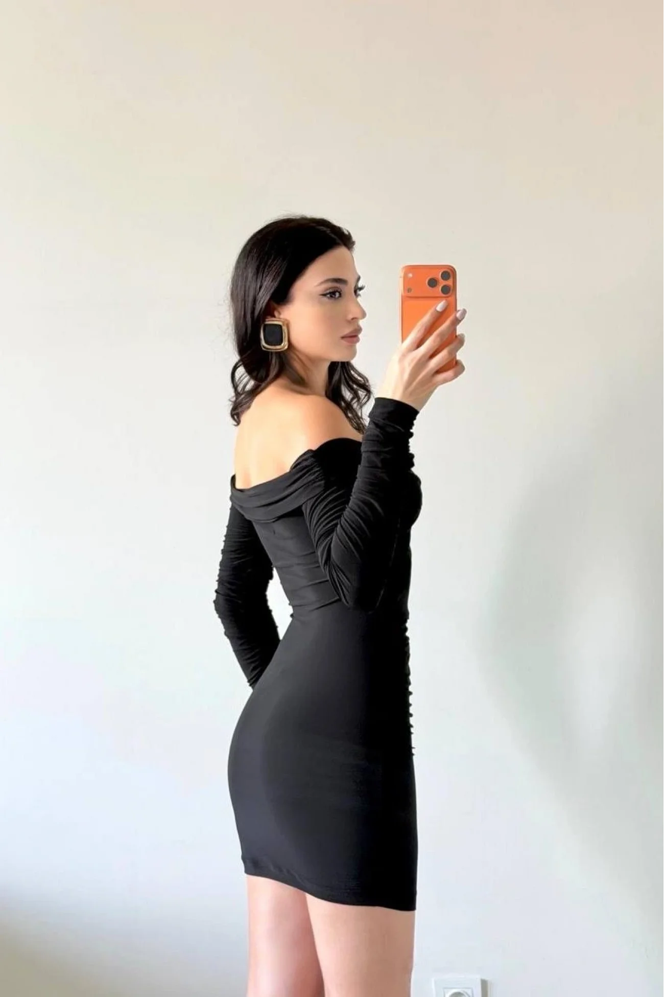 Kadın Siyah Göğüs Çapraz Büzgülü Elbise 1041-2732