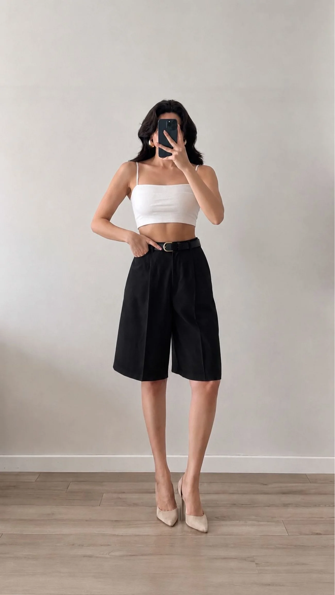 Kadın Siyah Oversize Şort 1017-4142