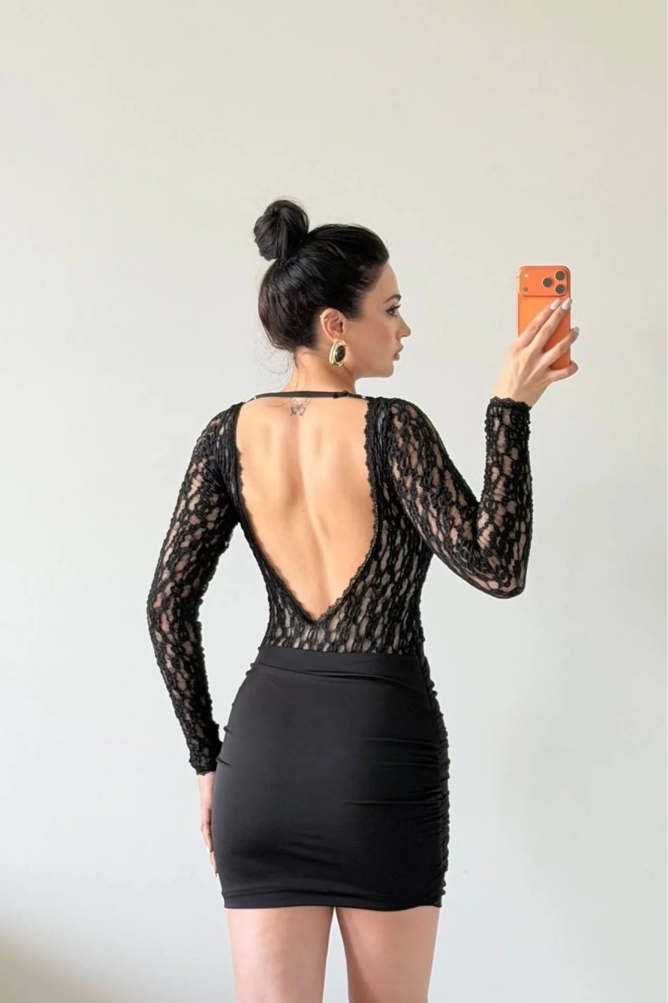 Kadın Siyah Sırt Dekolte Dantelli Elbise 1041-2767