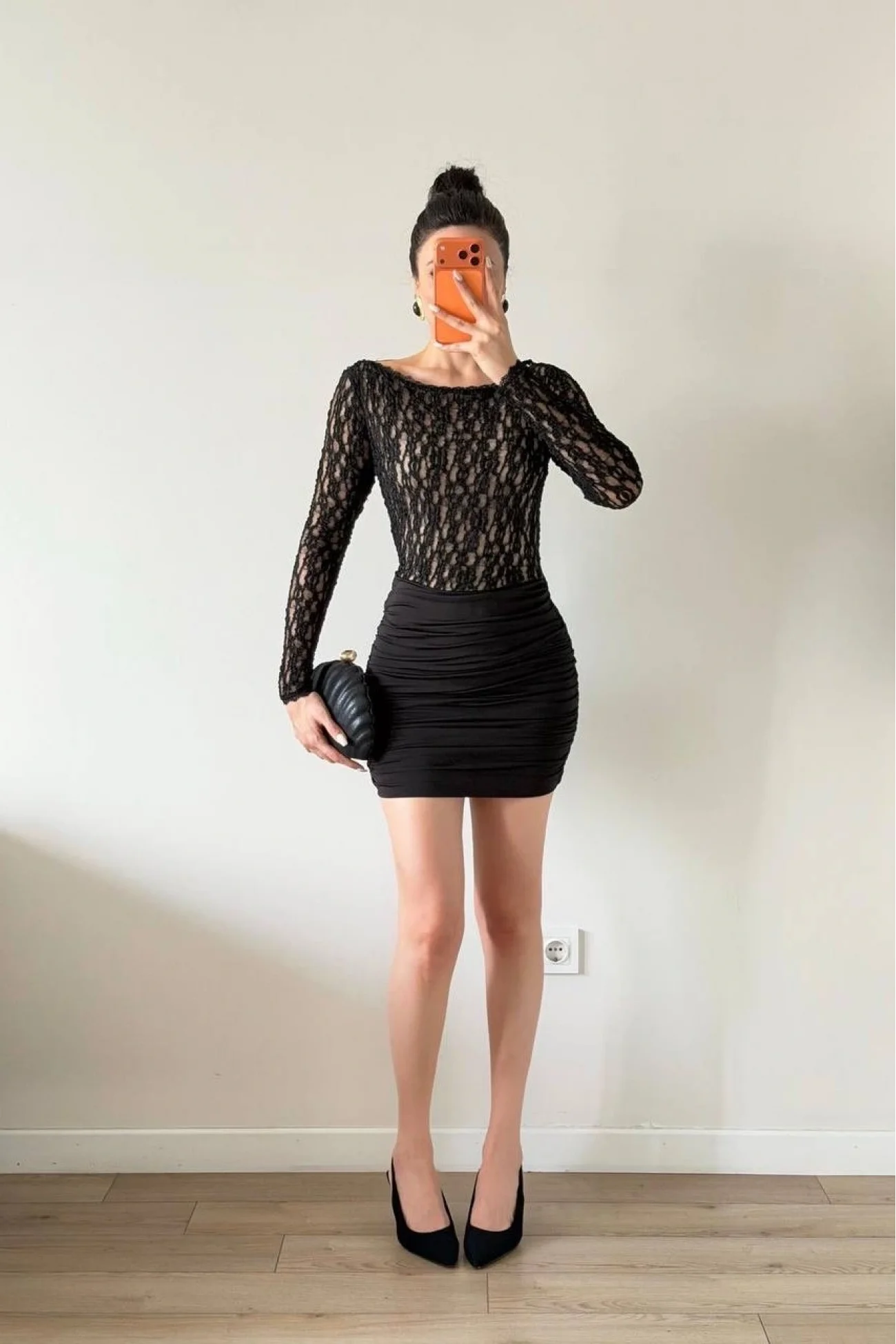 Kadın Siyah Sırt Dekolte Dantelli Elbise 1041-2767