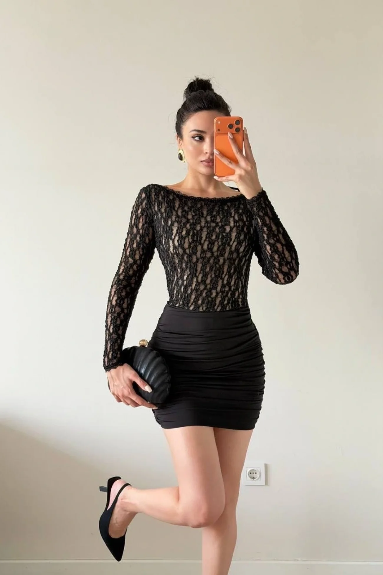 Kadın Siyah Sırt Dekolte Dantelli Elbise 1041-2767