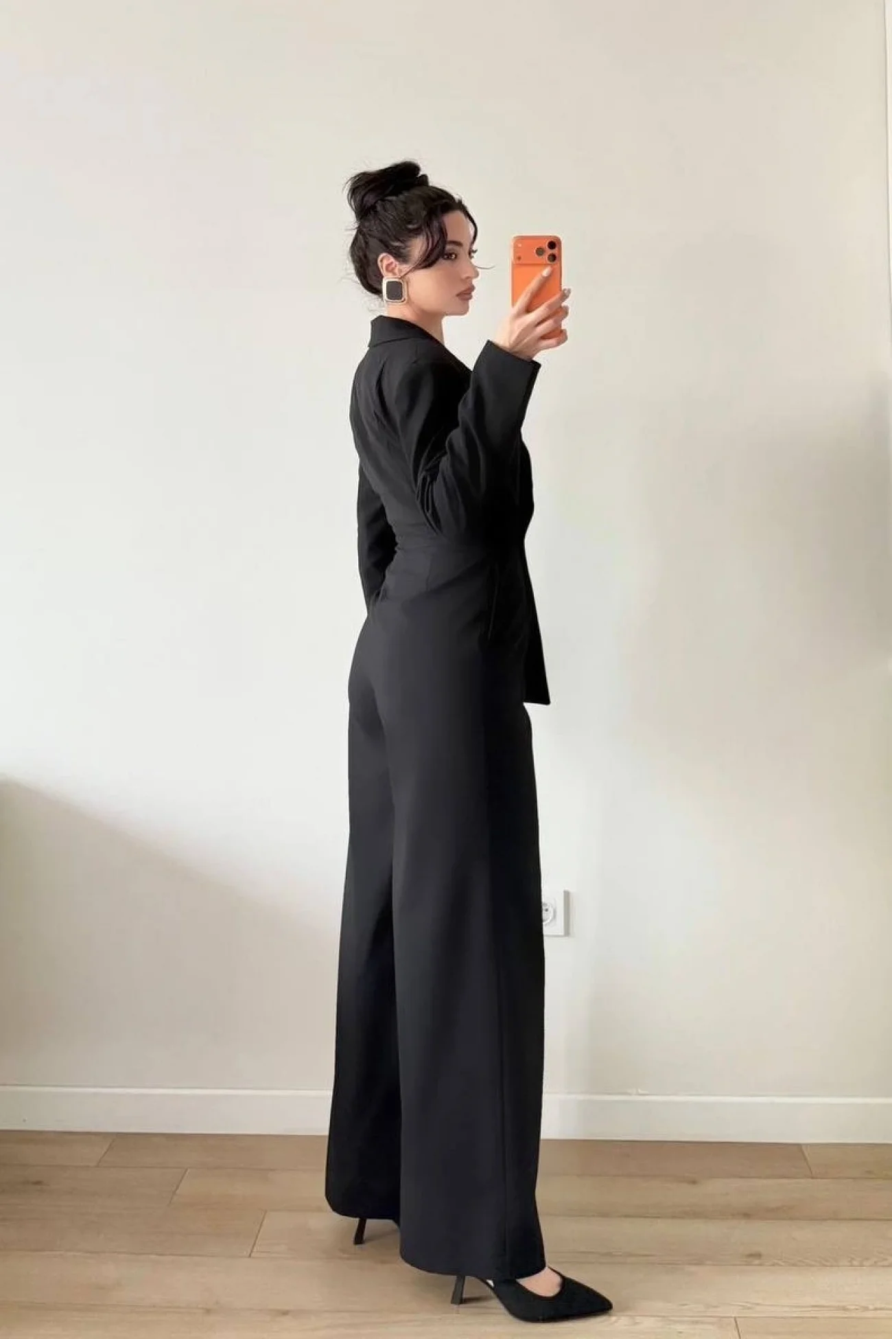 Kadın Siyah Takım Görünümlü Ceketli Tulum 1041-2735