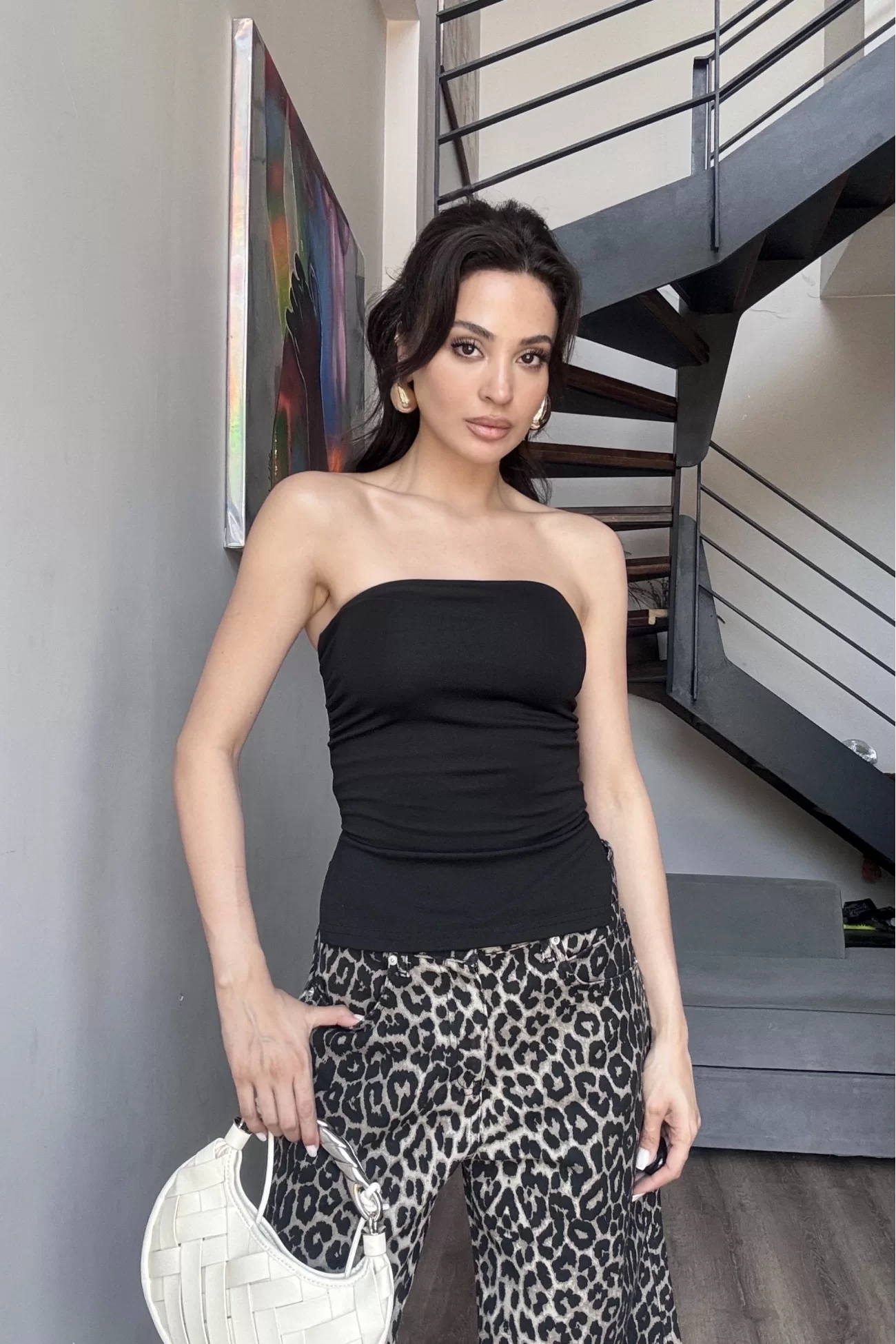 Kadın Siyah Yırtmaçlı Crop 0309