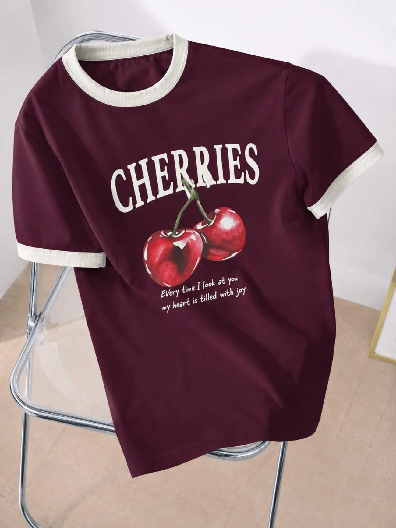 Kadın Vişne Cherries Baskılı Tshirt 13878