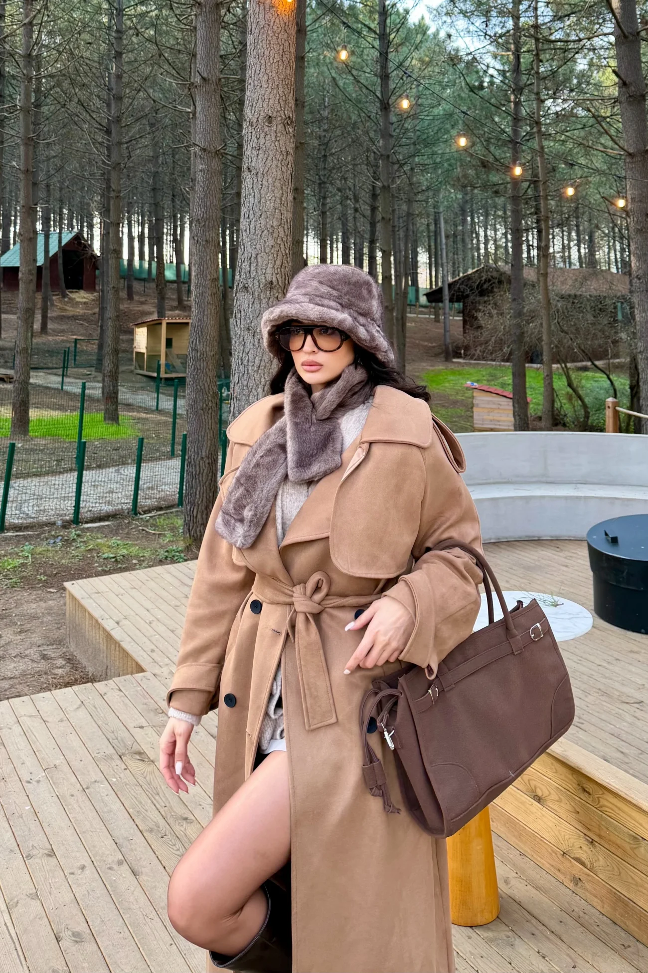 Kadın Vizon Peluş Bucket Şapka 594-14817