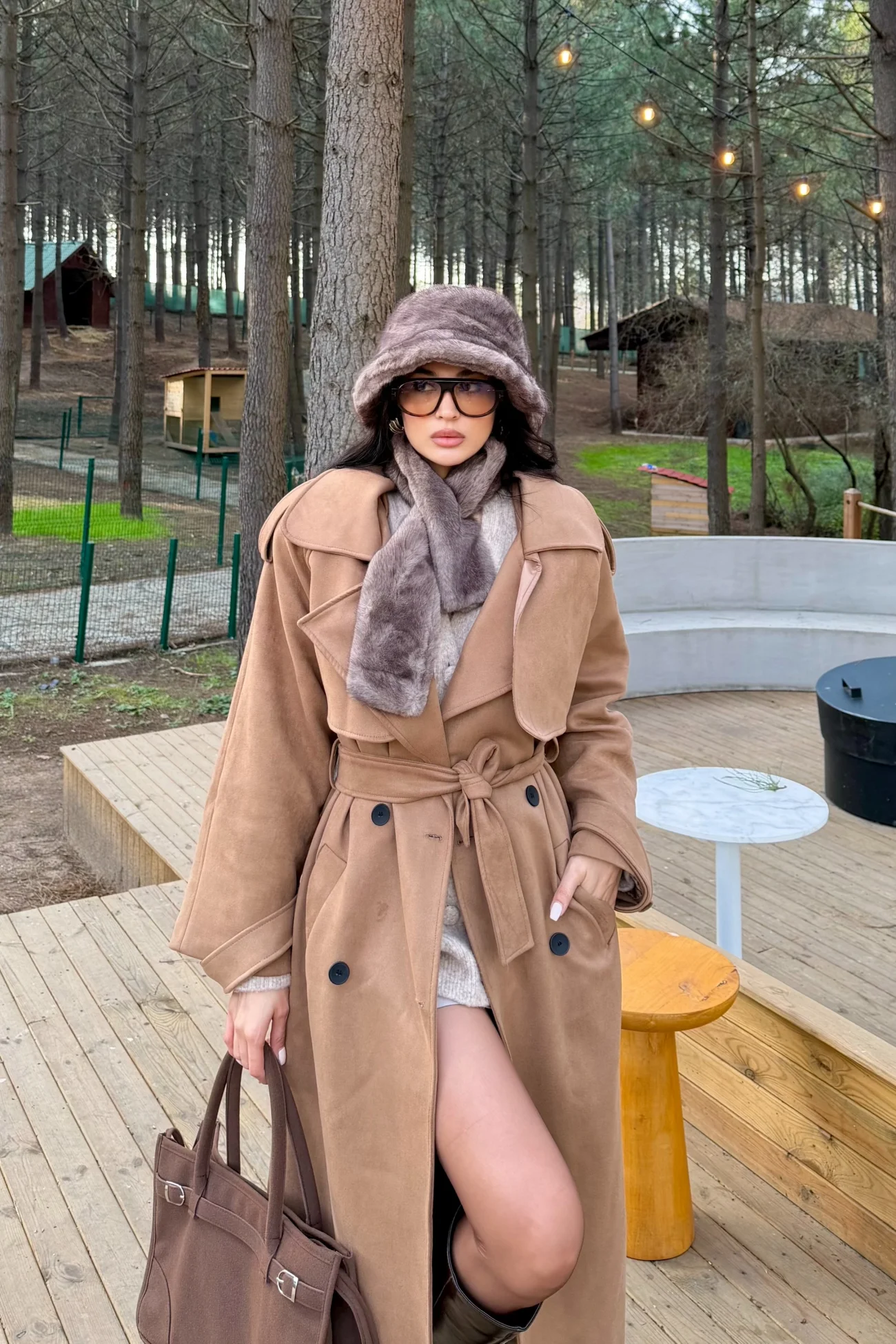 Kadın Vizon Peluş Bucket Şapka 594-14817