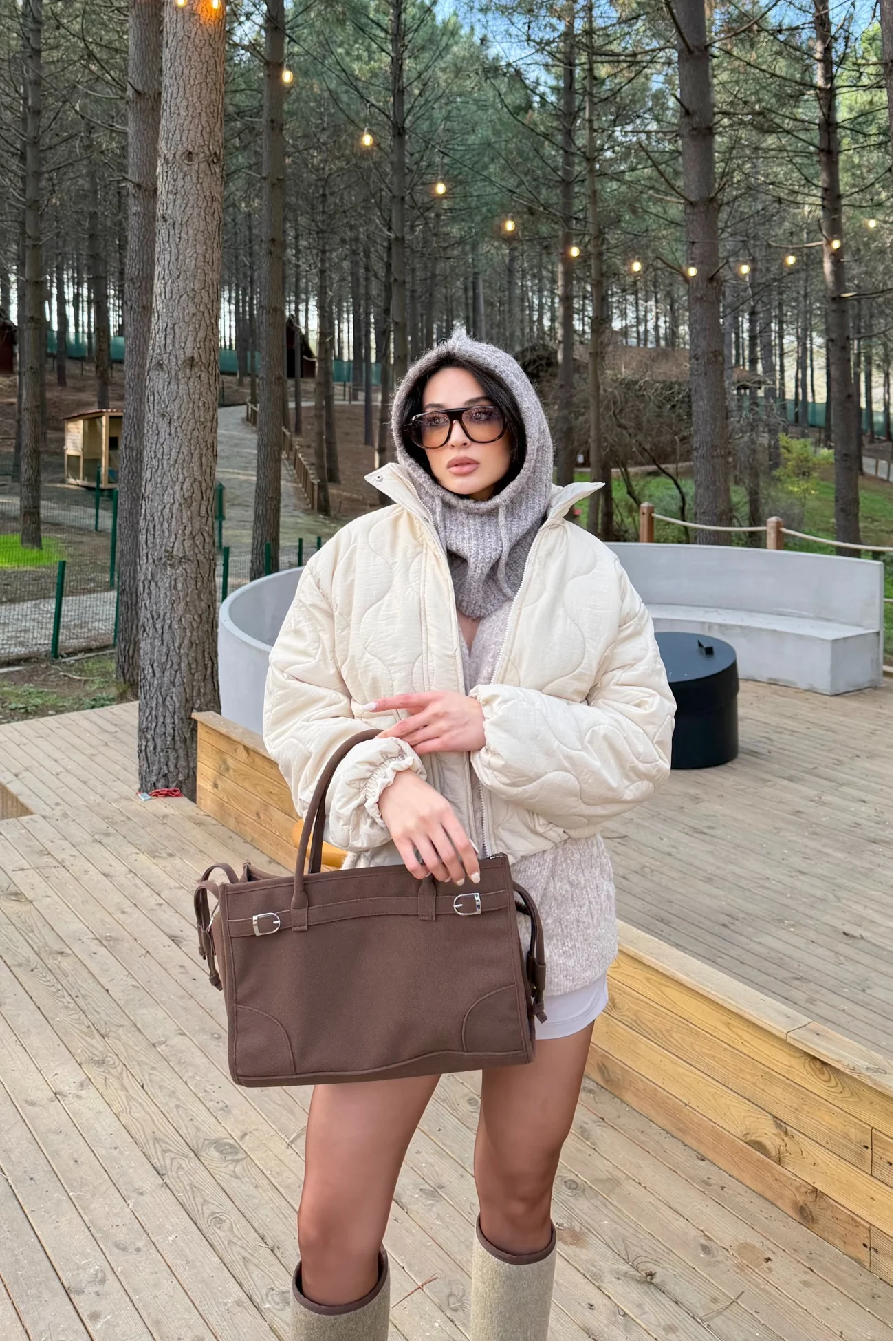 Kadın Vizon Triko Balaklava Bere 594-14911