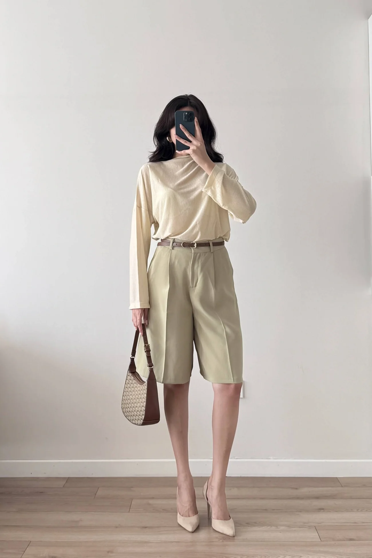 Kadın Yeşil Oversize Şort 1017-4142