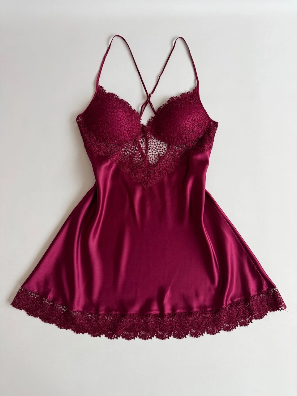 Büyük Beden Bordo Kısa Gecelik