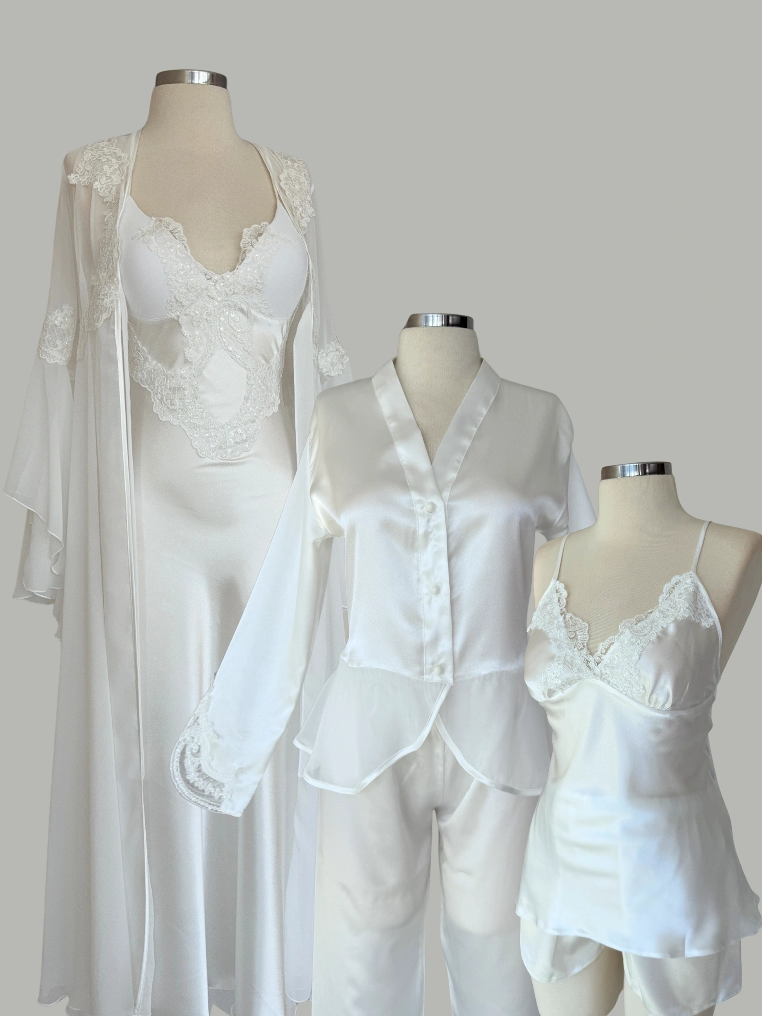 Velora Ekru Dantel & Saten 6’lı Gecelik Set