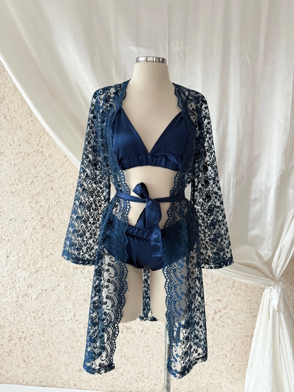 Lace Trim Robe Set