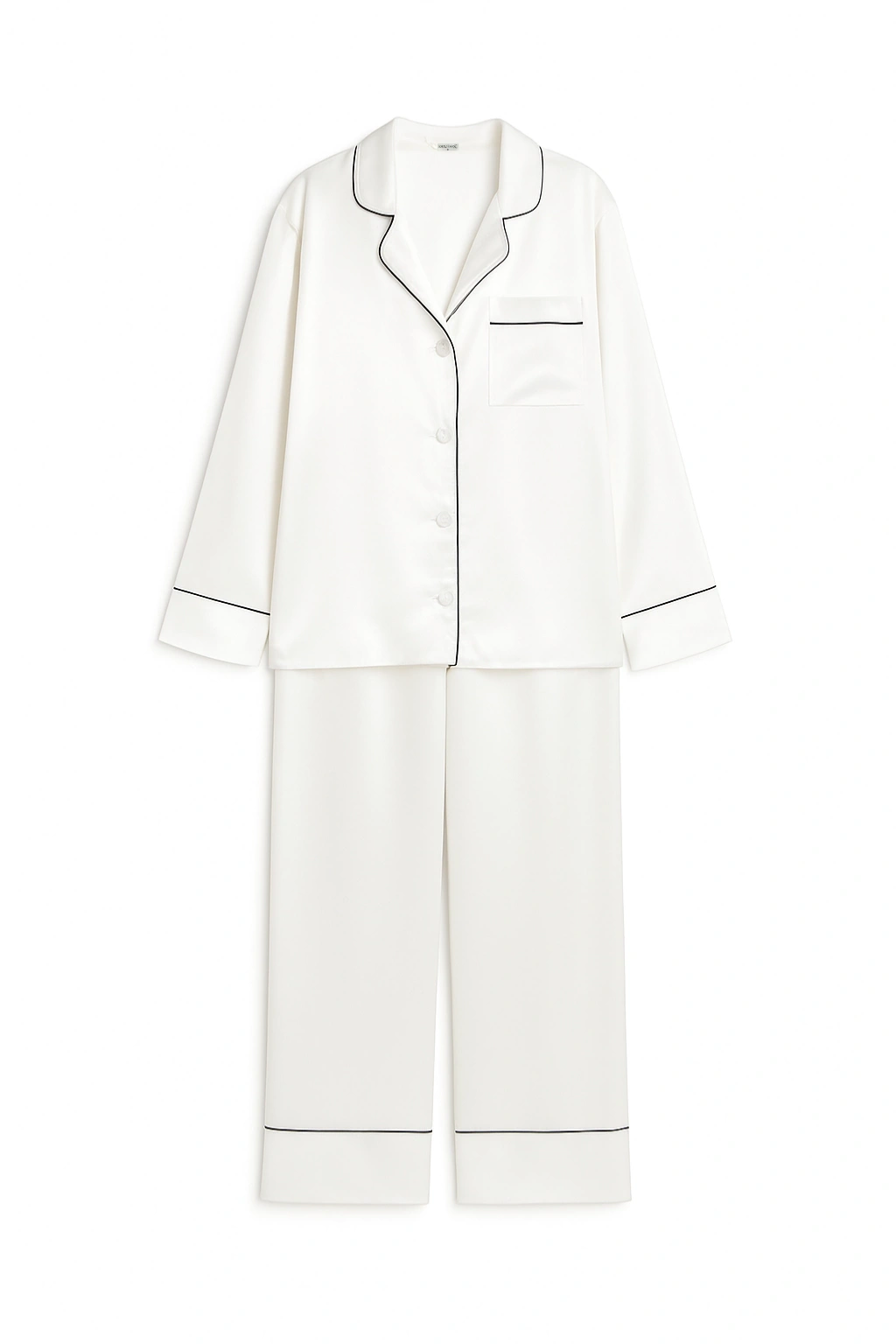 بيجامة ساتان إكرو بخيوط حريرية