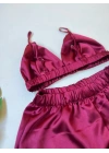 Bordo Bralet Şort Takım