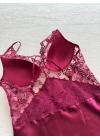 Burgundy Lace Detailed Nightgown