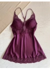 Büyük Beden Mor Güpür Detaylı Gecelik