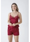 Diamond Kısa Gecelik Seti Bordo