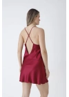 Diamond Kısa Gecelik Seti Bordo