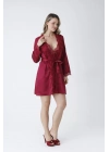 Diamond Kısa Gecelik Seti Bordo