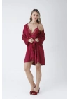 Diamond Kısa Gecelik Seti Bordo