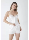 Diamond Kısa Gecelik Seti Ekru