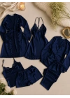 Diamond Short Nightgown Set Navy