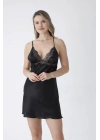Diamond Kısa Gecelik Seti Siyah