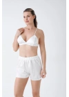 Ekru Bralet Şort Takım