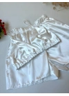 Ekru Bralet Şort Takım