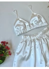 Ekru Bralet Şort Takım