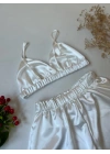 Ekru Bralet Şort Takım