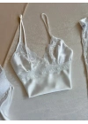 Ekru Dantel Detaylı 6lı Gecelik Sabahlık Set