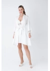 Ekru Kısa Gecelik Sabahlık Takım