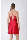Kırmızı Kısa Gecelik Sabahlık Takım