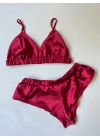 Kırmızı Saten Bralet Takım