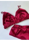 Kırmızı Saten Bralet Takım
