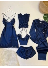 Lacivert Kısa Yırtmaç Detaylı Çeyiz Seti