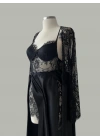 Luna Bridal Dantel & Saten Altılı Set Siyah