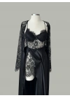 Luna Bridal Dantel & Saten Altılı Set Siyah