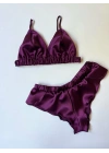 Mor Saten Bralet Takım