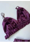 Mor Saten Bralet Takım