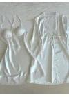 Ekru Güpür Detaylı Gecelik Sabahlık Takım