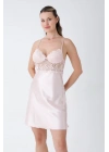Pudra Kısa Gecelik Sabahlık Takım