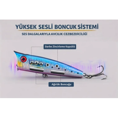 Tokyo Tackle Spray Water Popper Su Üstü Püskürtmeli Sahte Popper Yem 10cm 20gr