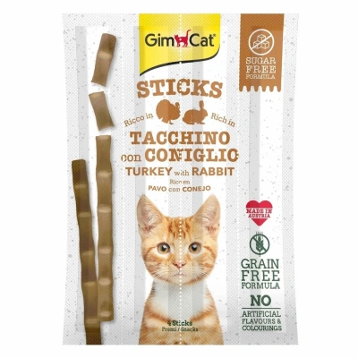 GimCat Sticks Hindi Etli Tavşan etli Tahılsız Ödül Çubukları 20 gr